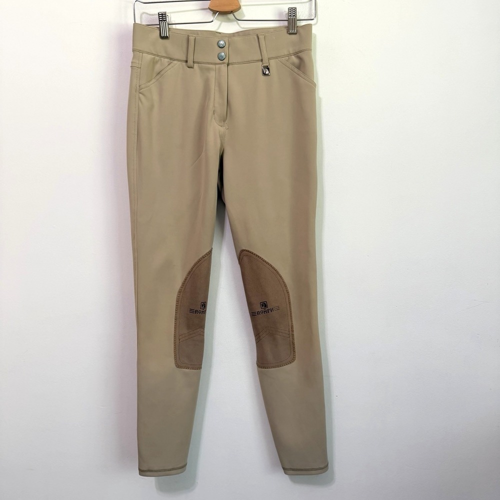 ROMFH Riding Pants 28R Willow Suede Knee Patch Breech Equestrian Tan Horse
